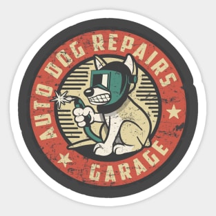 Auto Dog Repairs Retro Vintage Garage Sticker